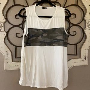 New with Tag- Heimish tank with muted camo center strip
